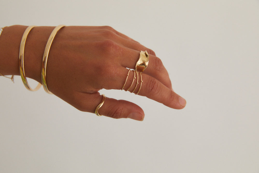 Tiny Nugget Stack Ring | Gold