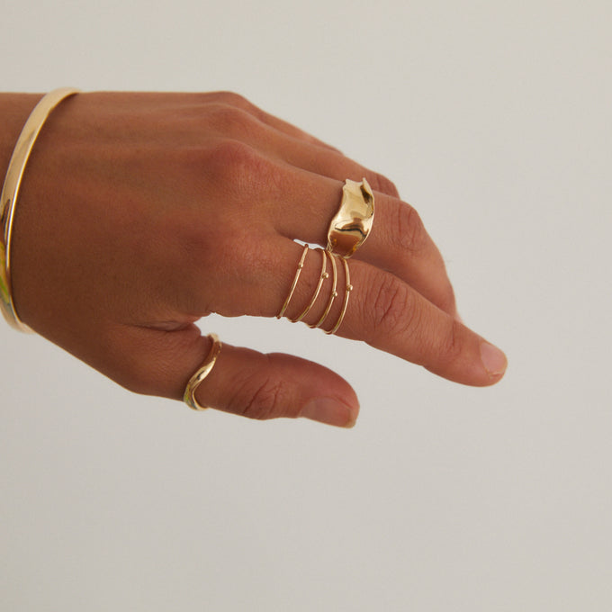 Tiny Nugget Stack Ring | Solid Gold