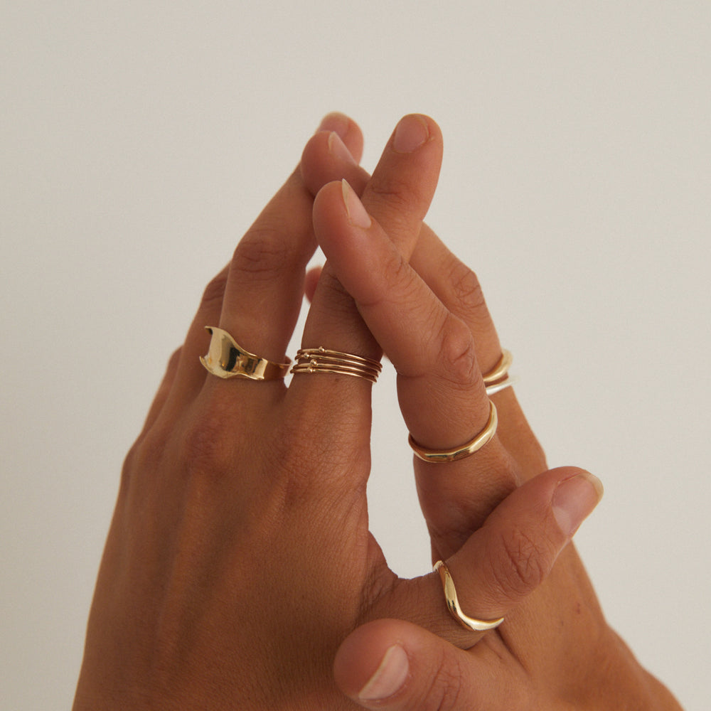 Tiny Nugget Stack Ring | Solid Gold