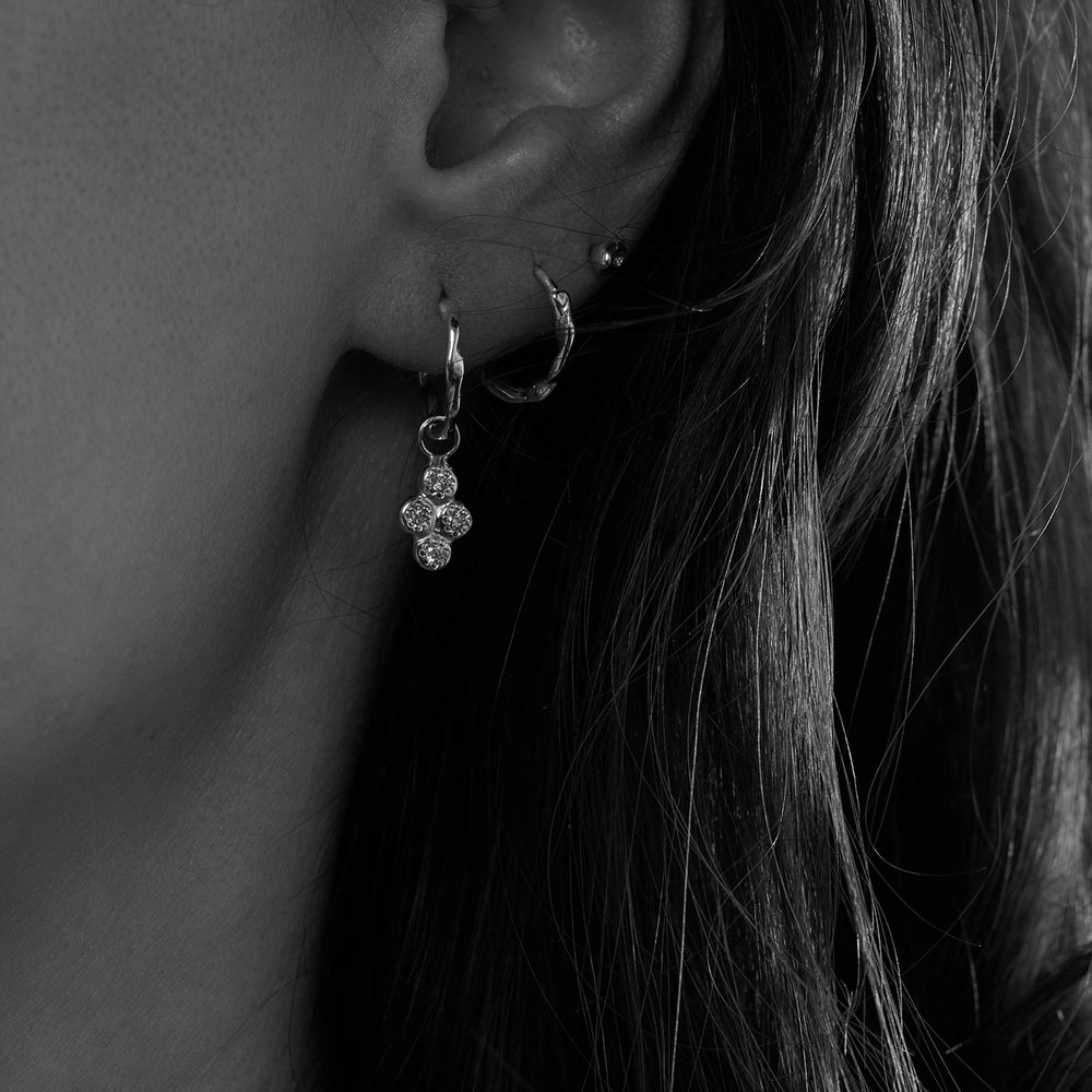 Cross Stone Earring Charm | Silver