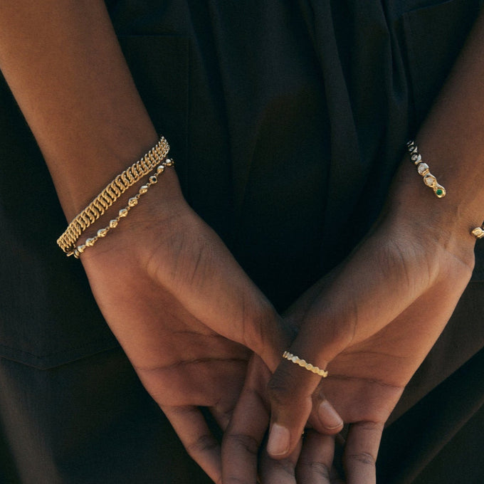Ripple Stone Bracelet | Solid Yellow Gold