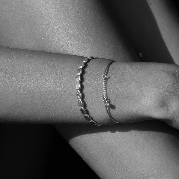 Tiny Birthstone Weave Bracelet | Silver