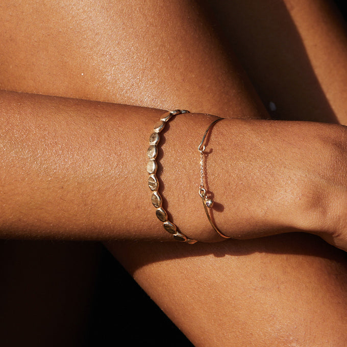 Tiny Birthstone Weave Bracelet | Yellow Gold