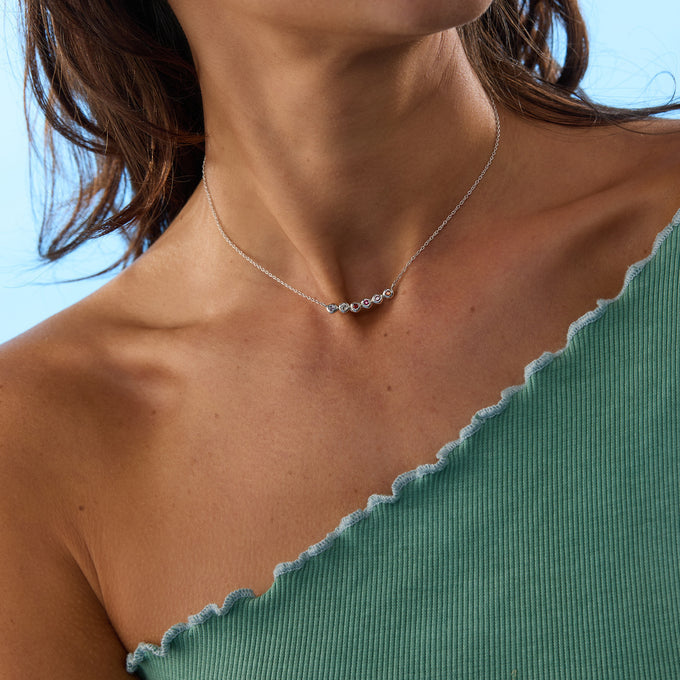 Collective Stone Bar Necklace | White Gold