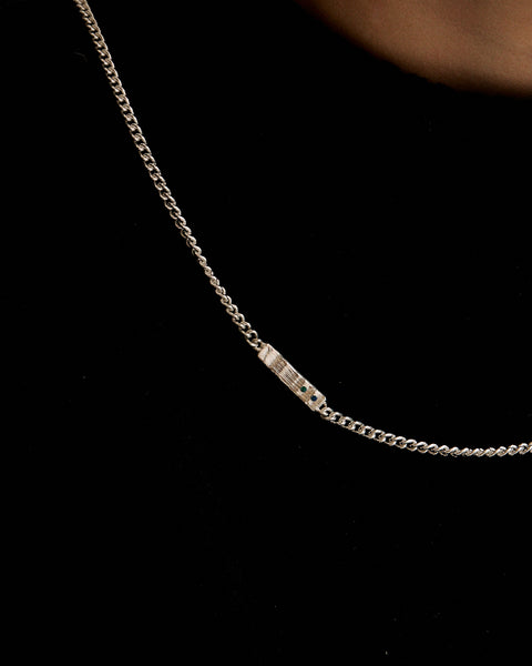 Anvil Tag Stone Necklace | Silver