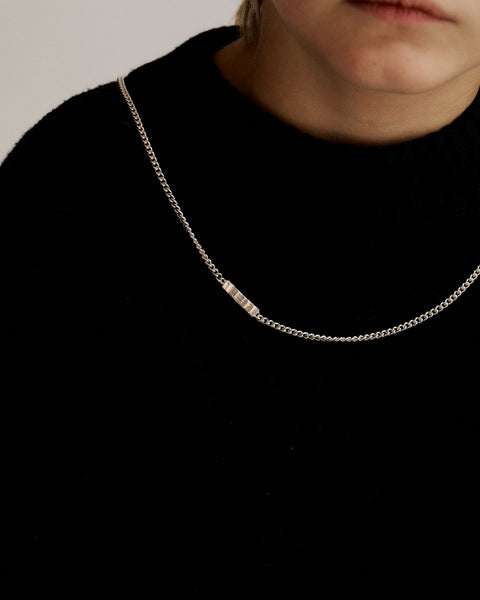 Anvil Tag Stone Necklace | Solid White Gold