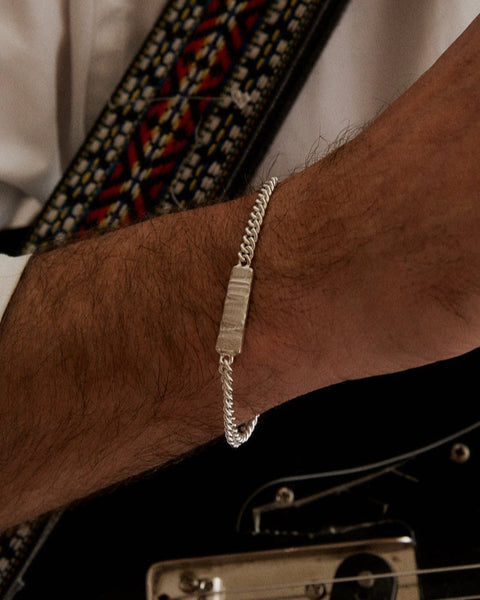 Anvil Tag Stone Bracelet | Solid White Gold