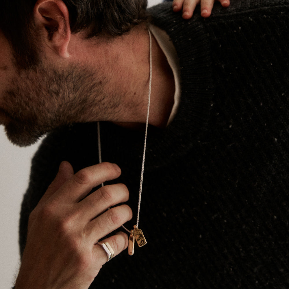 Organic Birthstone Tag Narrow | Yellow Gold