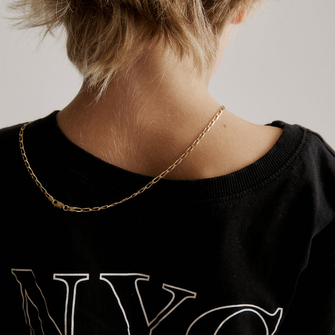 Fine Ribbon Link Necklace | Yellow Gold