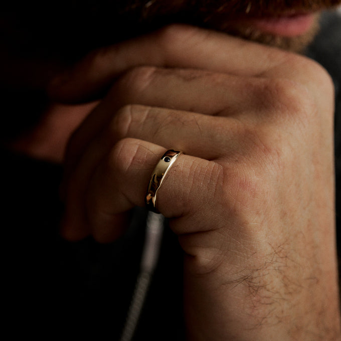Signature Stone Band Ring | Solid Yellow Gold