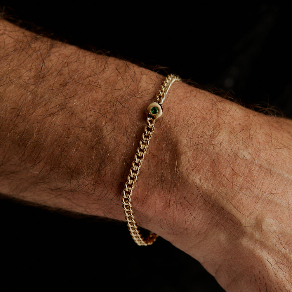 Pebble Stone Curb Bracelet | Solid Yellow Gold