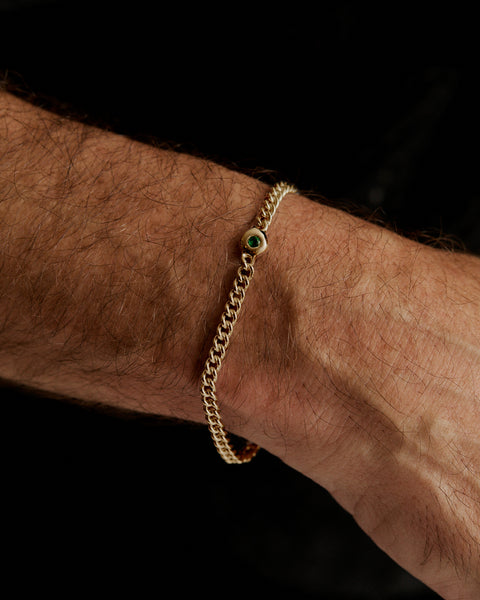 Pebble Stone Curb Bracelet | Solid Yellow Gold