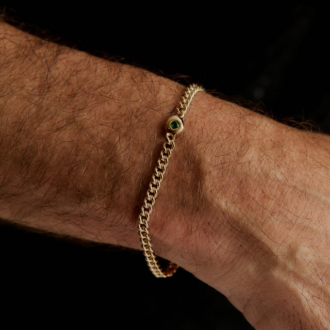 Pebble Stone Curb Bracelet | Solid Yellow Gold