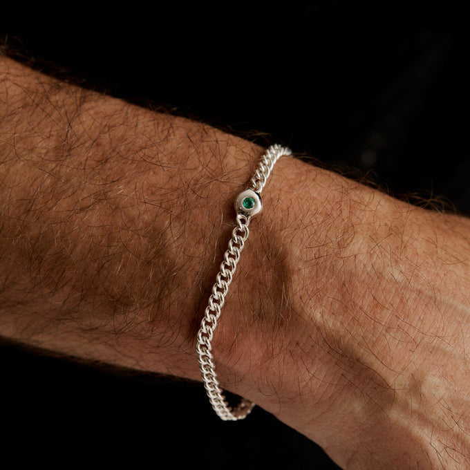 Pebble Stone Curb Bracelet | Silver