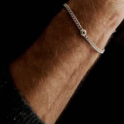 Pebble Stone Curb Bracelet | Silver