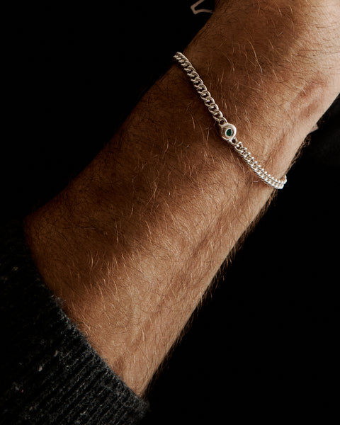 Pebble Stone Curb Bracelet | Silver