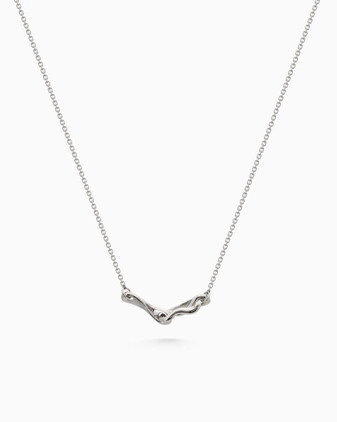 Sculpt Bar Necklace | White Gold