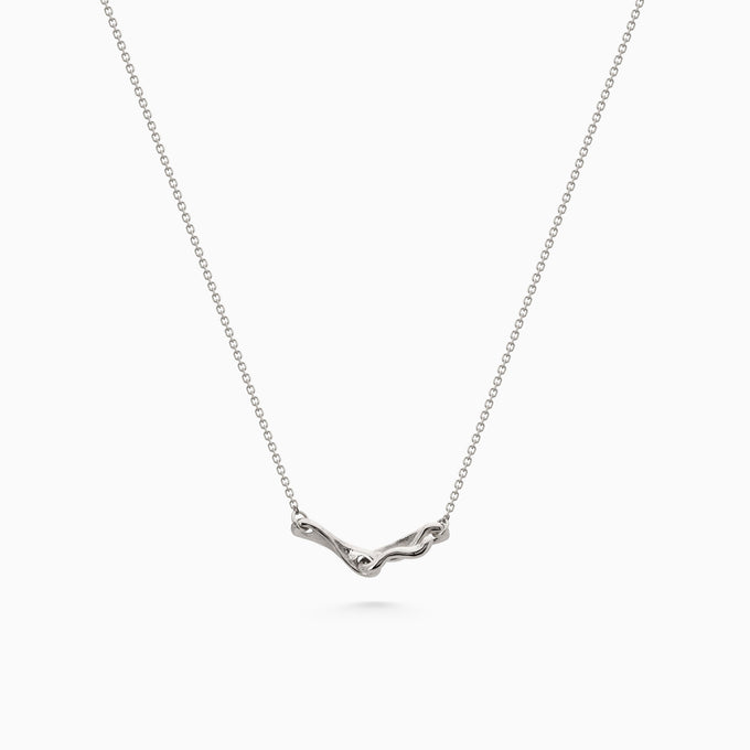 Sculpt Bar Necklace | White Gold