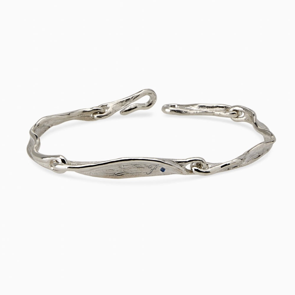 Custom Sculpt Tag Bracelet (Stones & Engraving) | White Gold