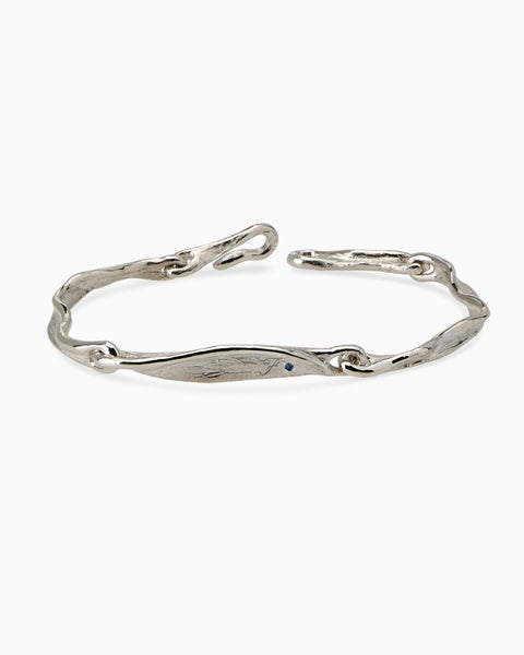 Custom Sculpt Tag Bracelet (Stones & Engraving) | White Gold
