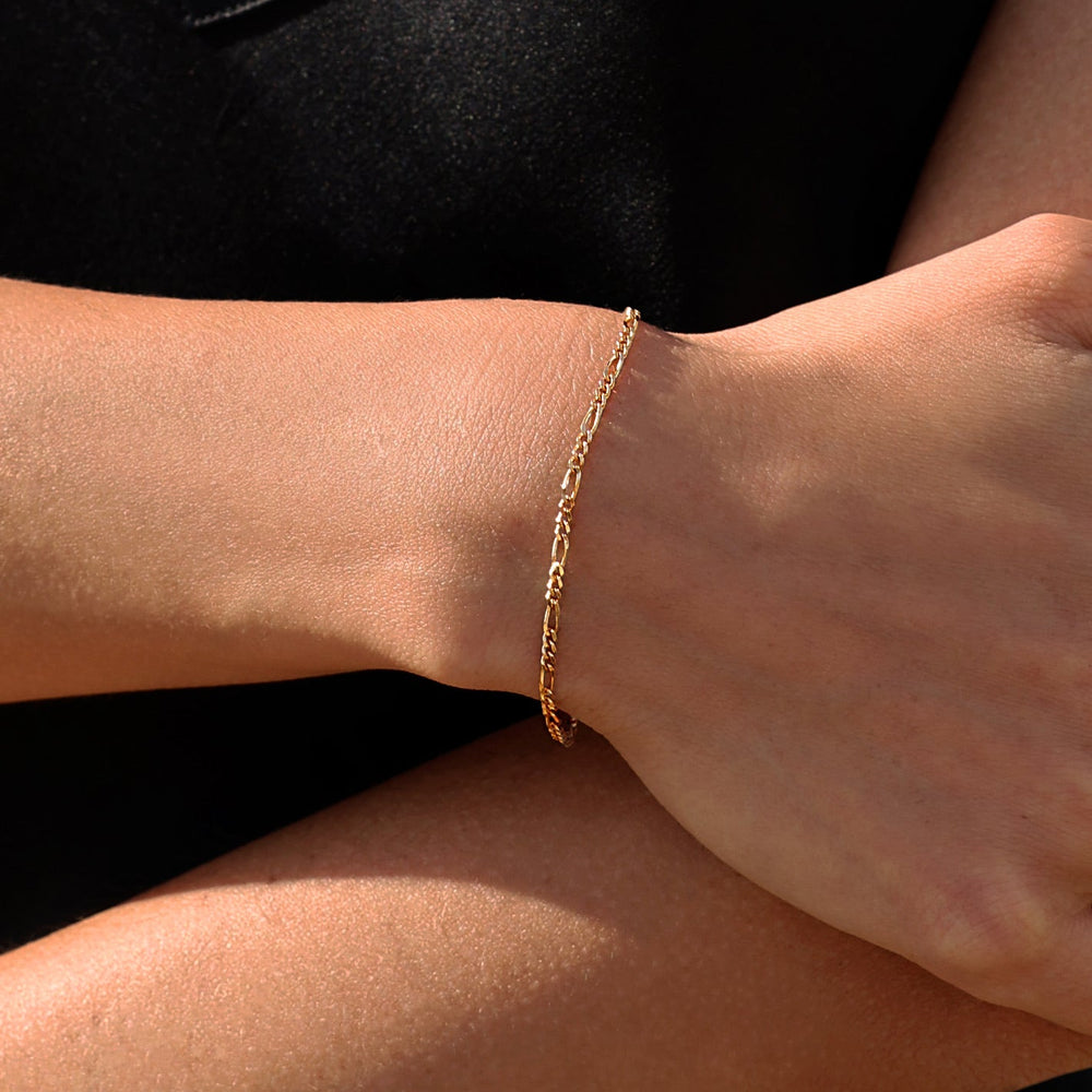 Figaro Chain Bracelet | Yellow Gold
