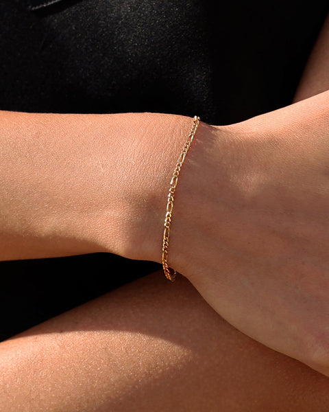 Figaro Chain Bracelet | Yellow Gold
