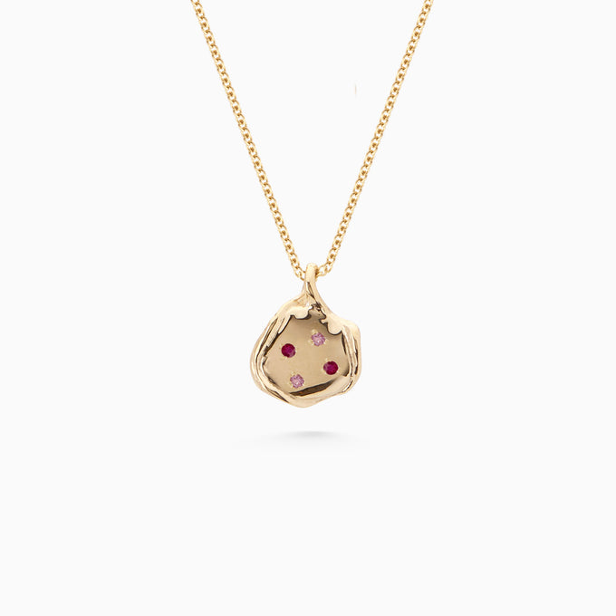 Mini Custom Wave Pendant (Stone & Engraving) | Yellow Gold