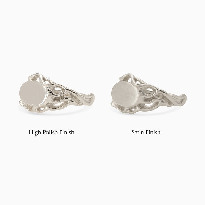 Ivy Oval Stone Signet Ring | Silver