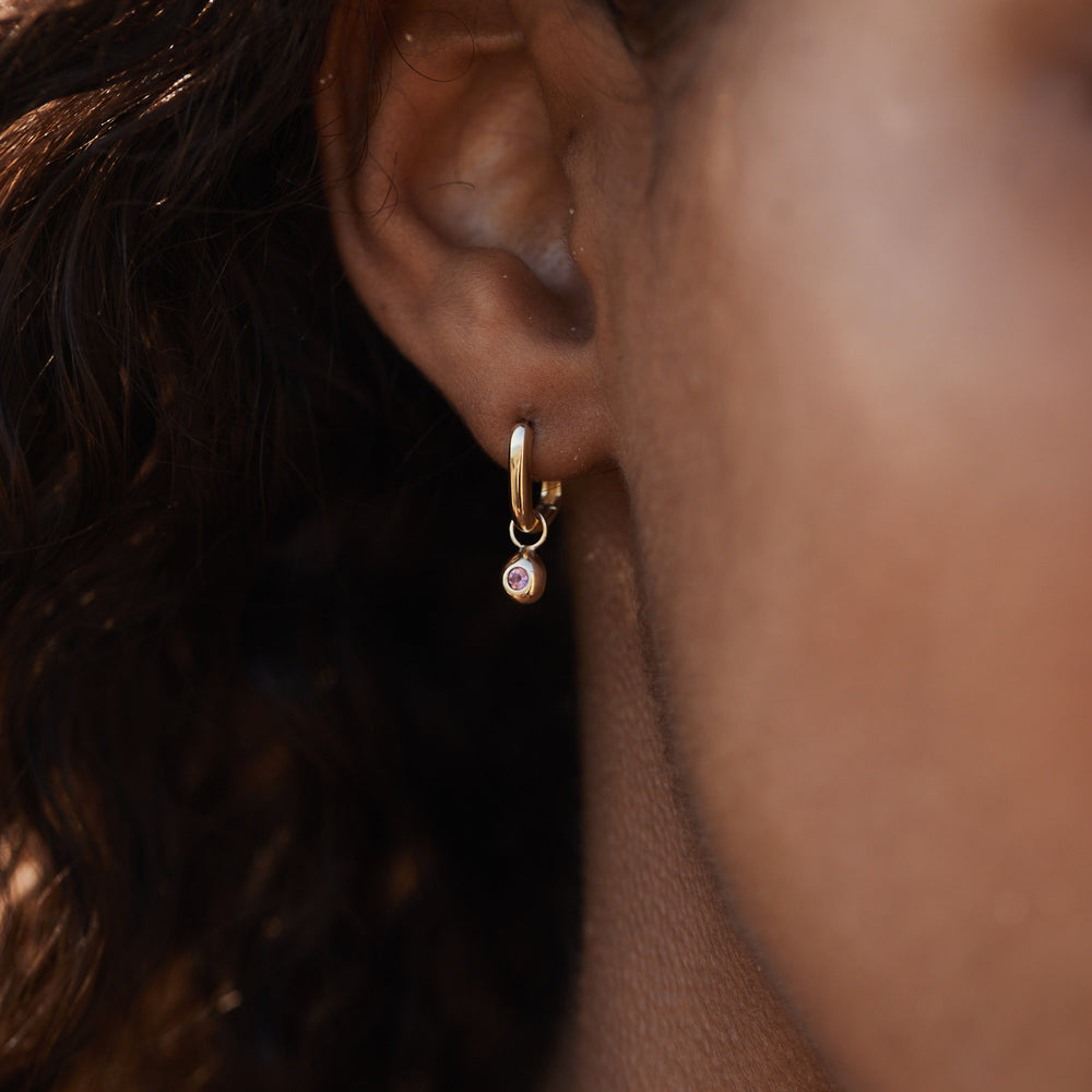 Tiny Birthstone Earring Charm | Yellow Gold