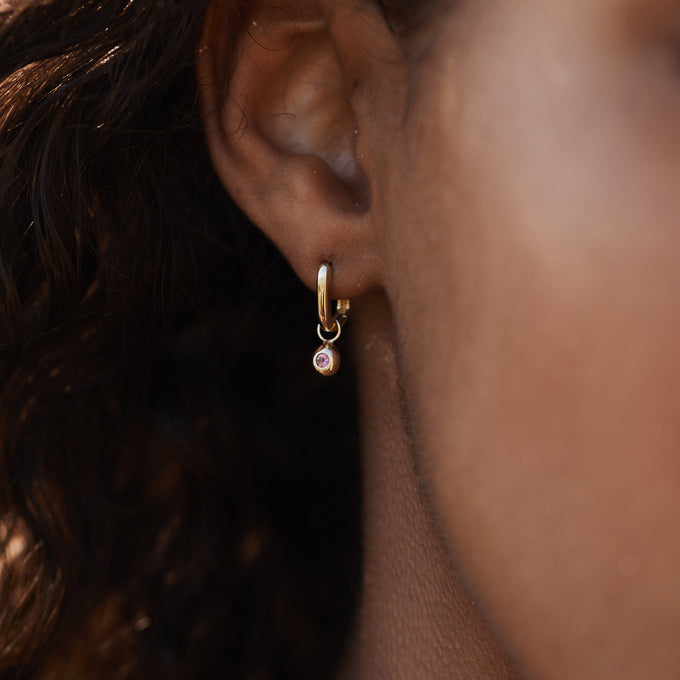 Tiny Birthstone Earring Charm | Yellow Gold