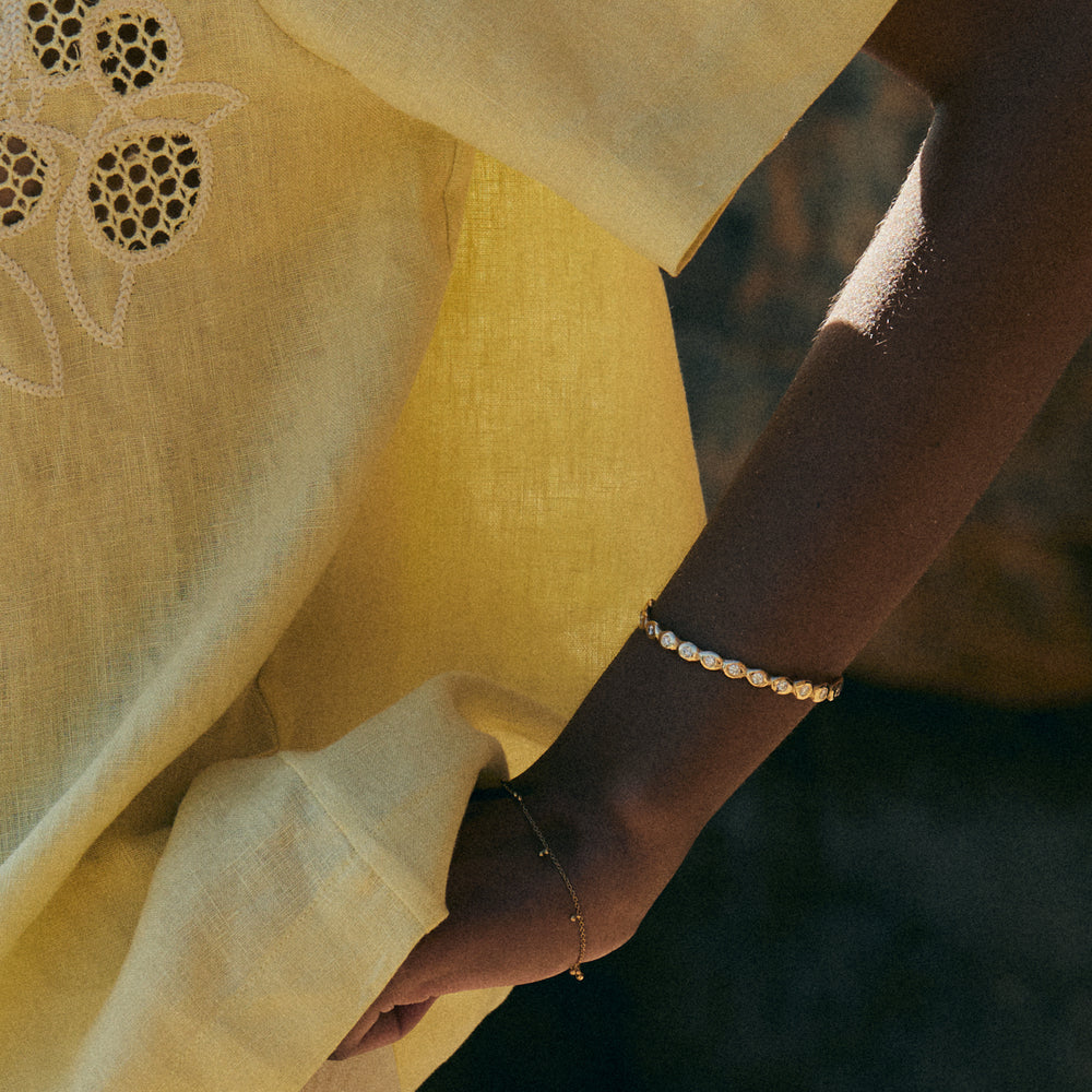 Ripple Diamond Cuff  | Solid Yellow Gold