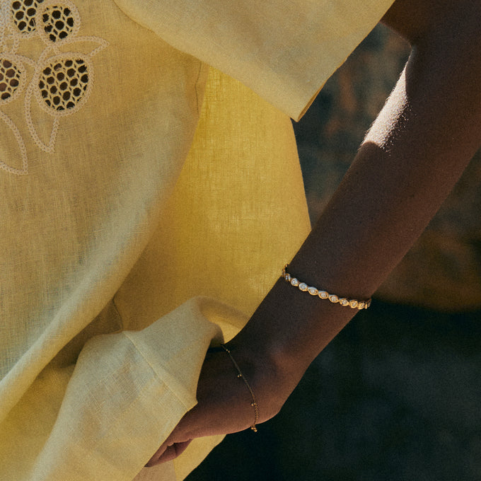 Ripple Diamond Cuff  | Solid Yellow Gold