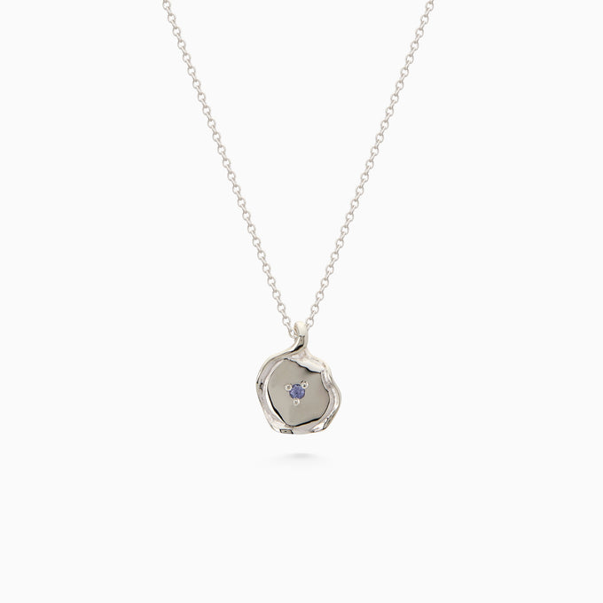 X-Mini Custom Wave Pendant (Stone & Engraving) | White Gold