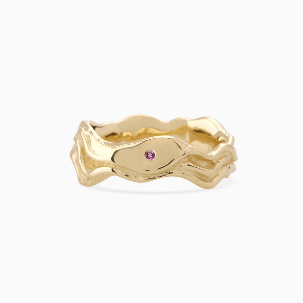 Sculpt Stone Band Ring | Yellow Gold