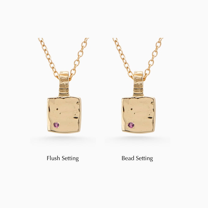 Mini Custom Slate Pendant (Stones & Engraving) | Yellow Gold