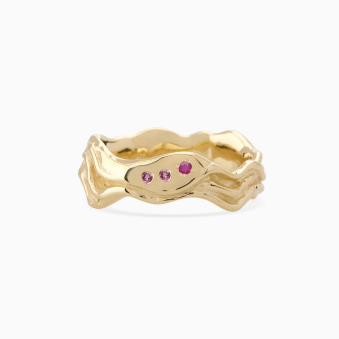 Sculpt Stone Band Ring | Yellow Gold