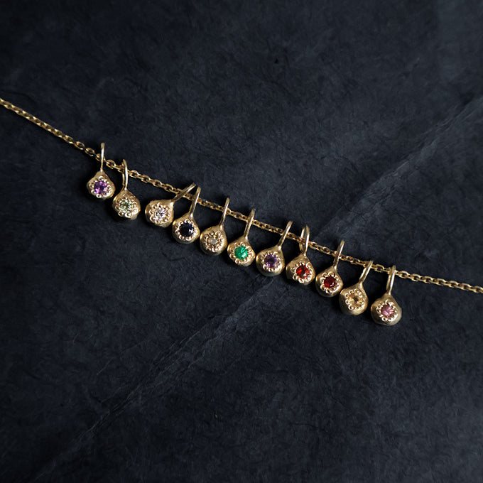 Tiny Birthstone Pendant | Yellow Gold