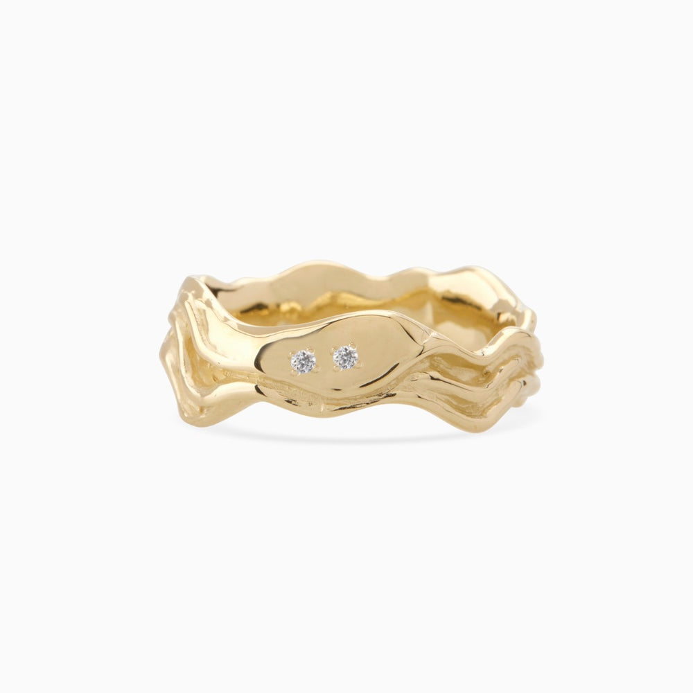 Sculpt Stone Band Ring | Yellow Gold