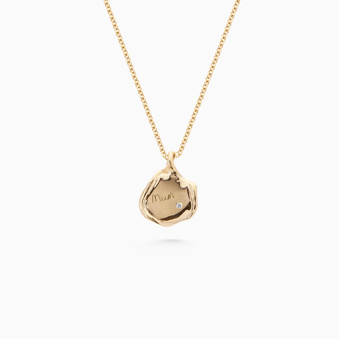 Custom Engraved Wave Pendant | Yellow Gold