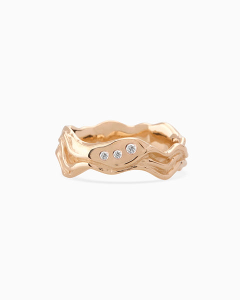 Sculpt Stone Band Ring | Rose Gold