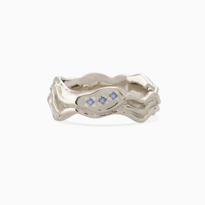 Sculpt Stone Band Ring | White Gold