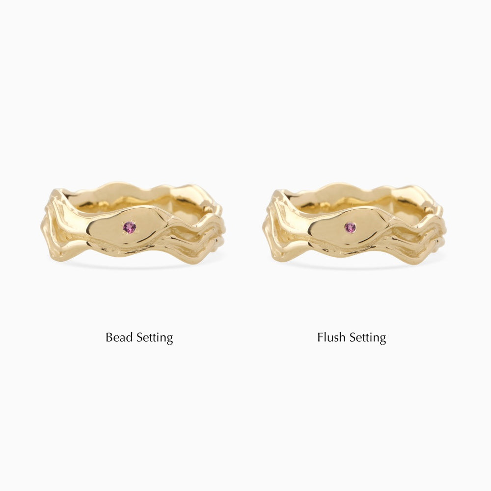 Sculpt Stone Band Ring | Yellow Gold
