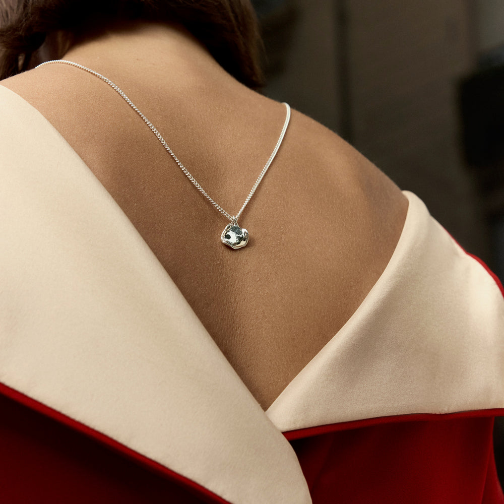 Mini Custom Wave Pendant (Stone & Engraving) | Silver