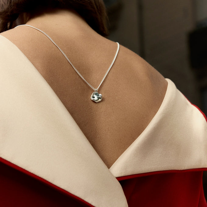 Mini Custom Wave Pendant (Stone & Engraving) | Silver