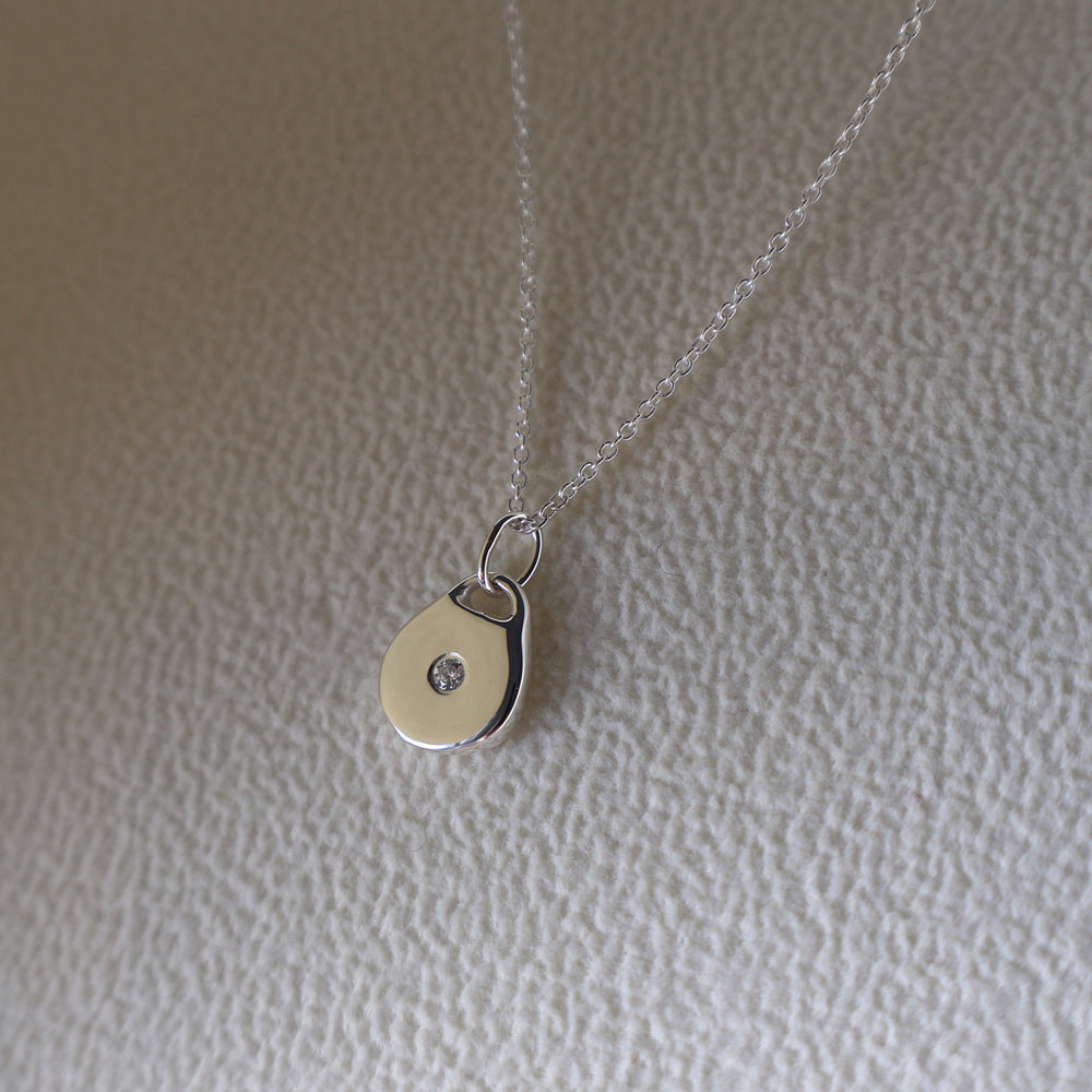 Round Stone Pendant | Silver