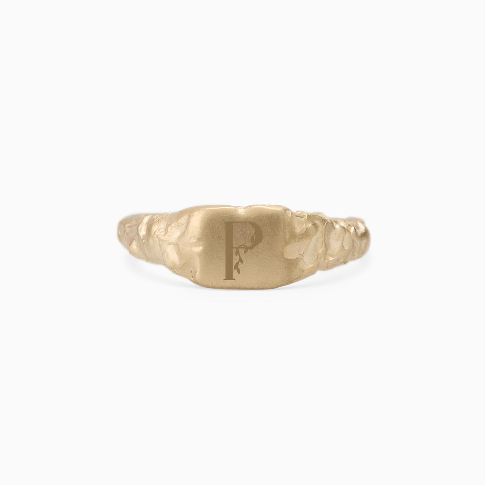 Engraved Slate Signet Ring | Yellow Gold