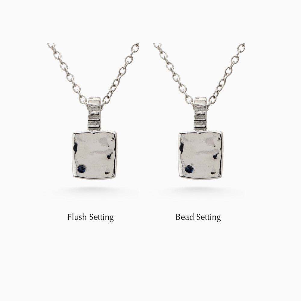 Mini Custom Slate Pendant (Stones & Engraving) | White Gold