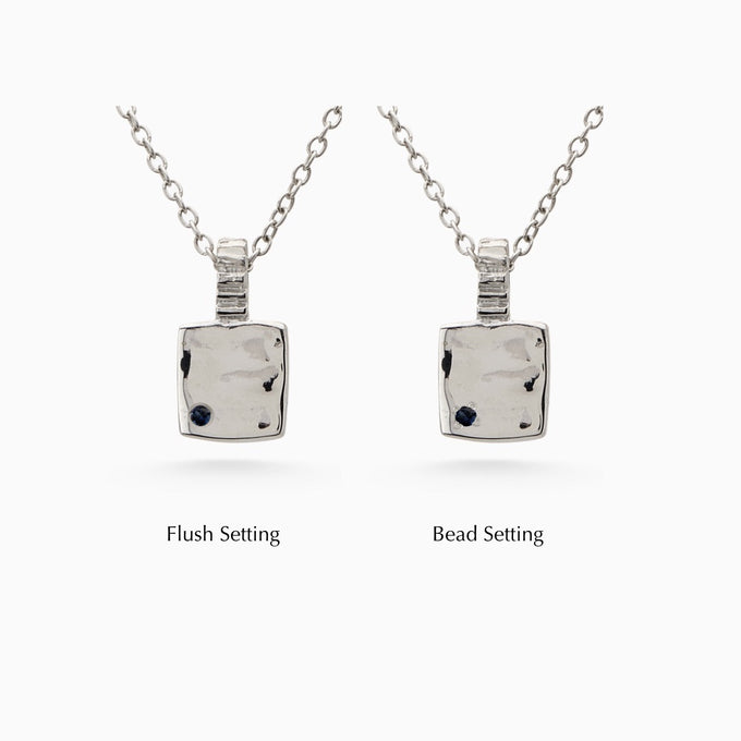 Mini Custom Slate Pendant (Stones & Engraving) | White Gold