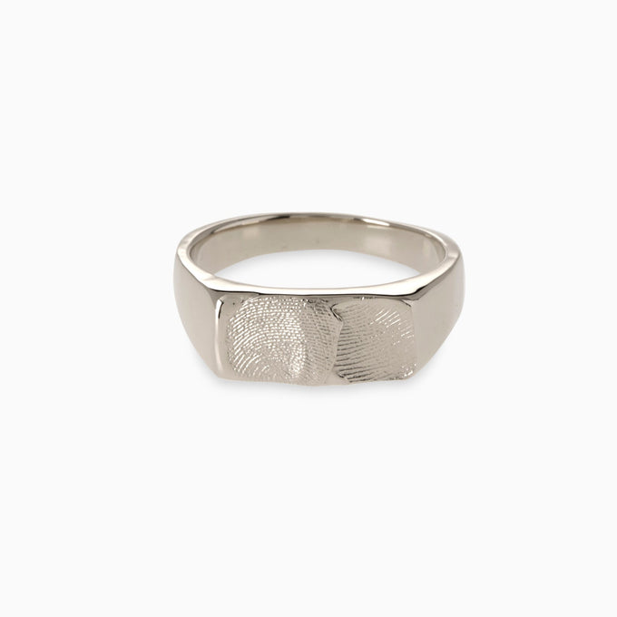 Impression™ Rectangle Signet Ring | White Gold
