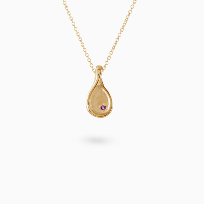 Custom Forma Pendant (Stones & Engraving) | Yellow Gold
